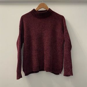 🔮 Burgundy Chenille Mock Neck Sweater